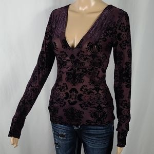 Free People | Purple Floral Velour Longsleeve
